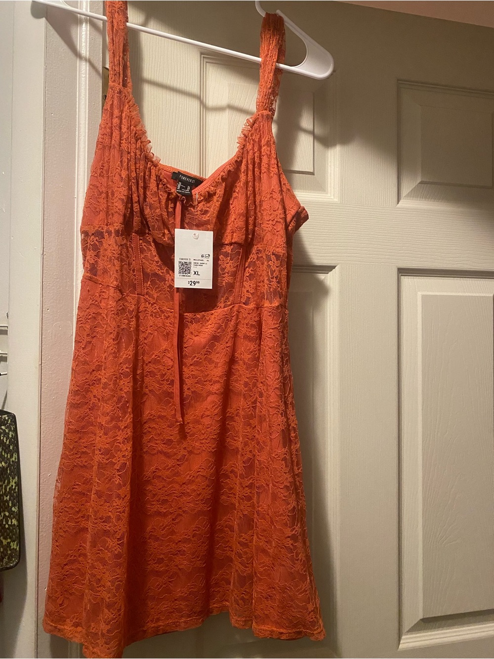 Forever 21 Orange Lace Sleeveless Mini Dress